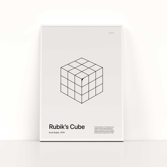 In Retrospect - Rubik's Cube White Poster