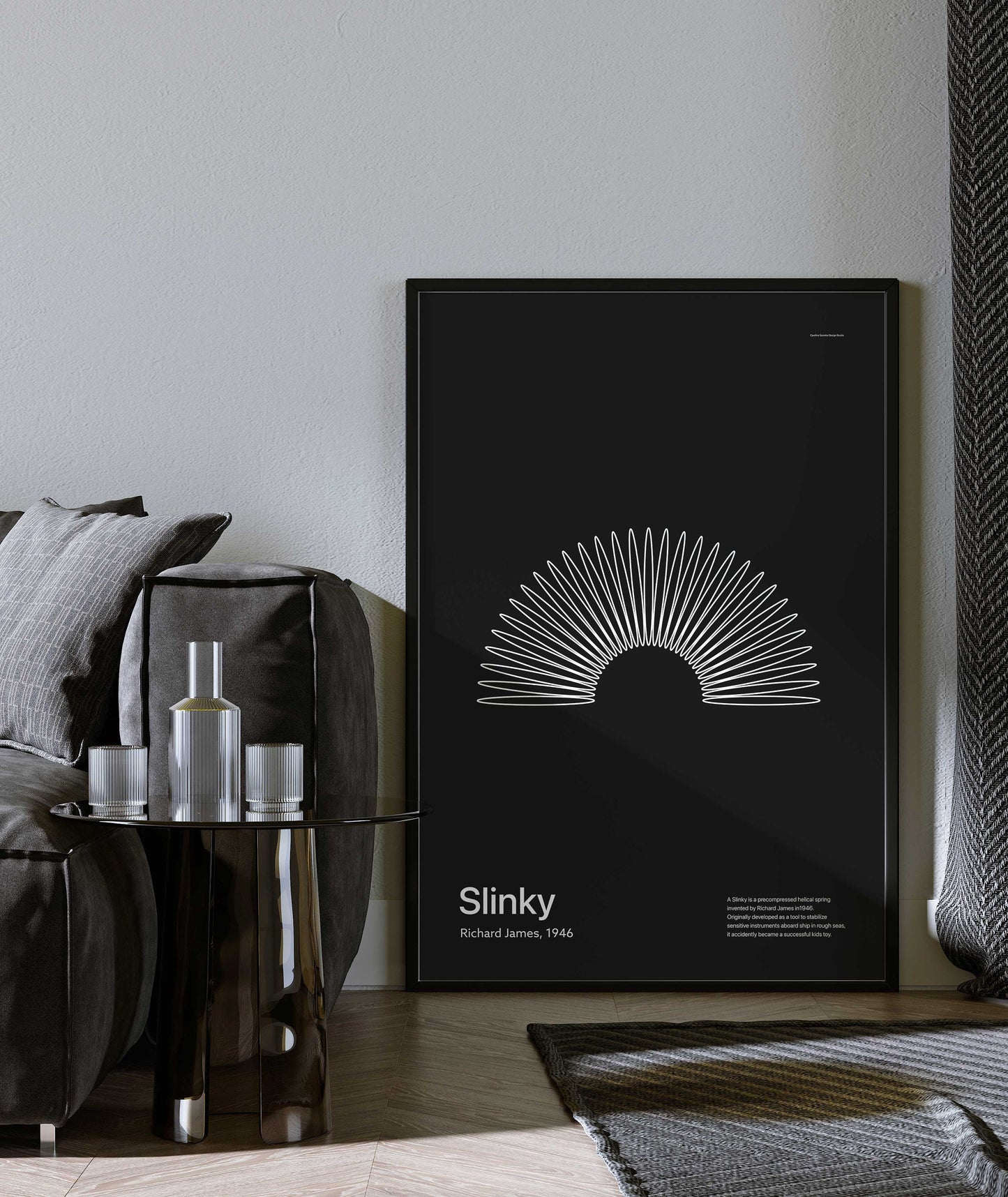 White Slinky Art Modern Wall Decor Poster