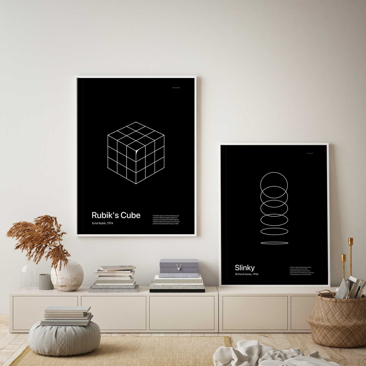In Retrospect - Rubik's Cube White Poster