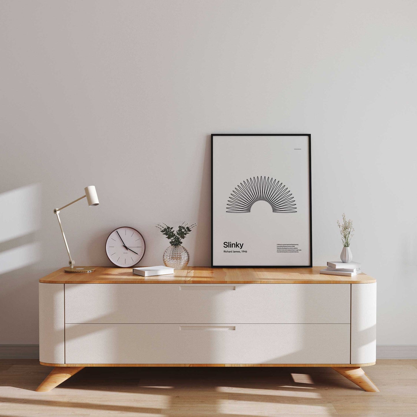 White Slinky Art Modern Wall Decor Poster