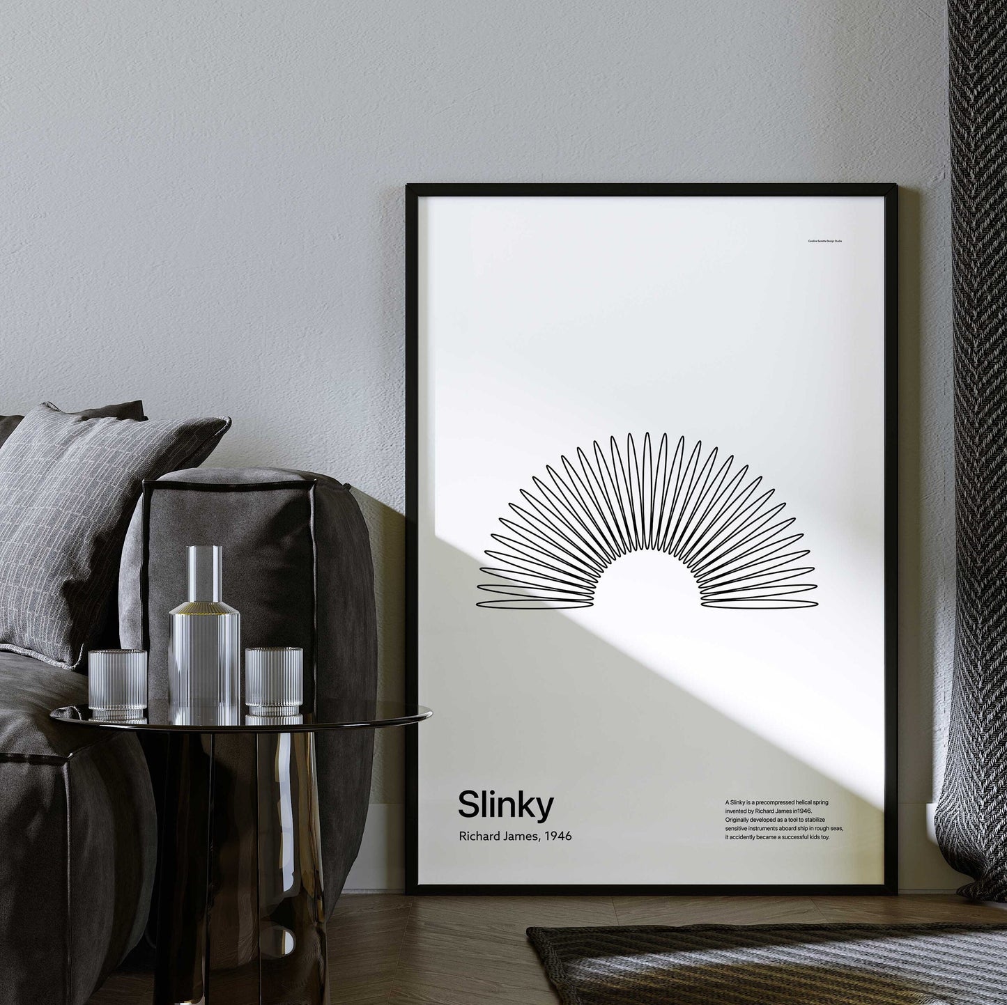 White Slinky Art Modern Wall Decor Poster