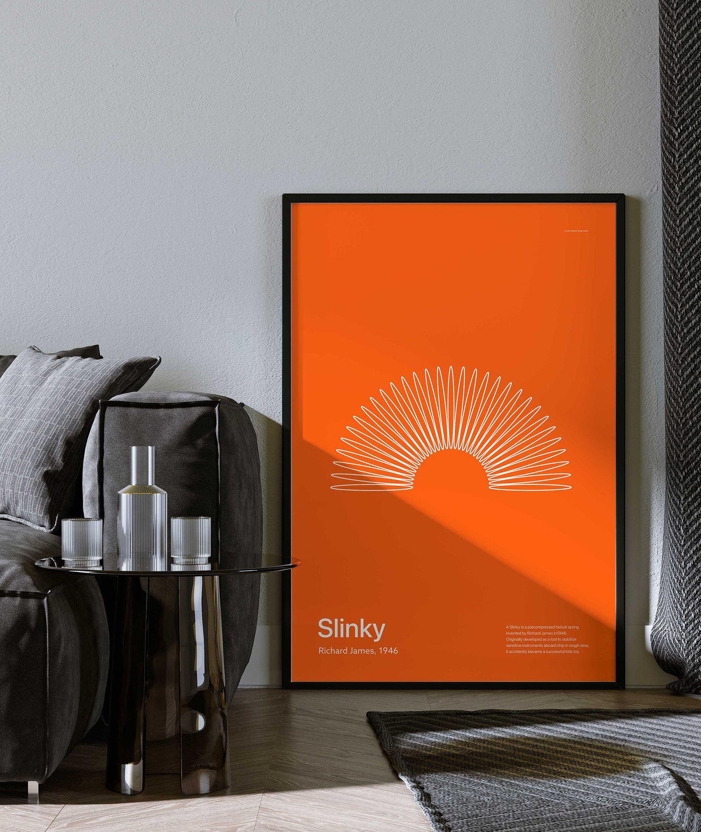 White Slinky Art Modern Wall Decor Poster