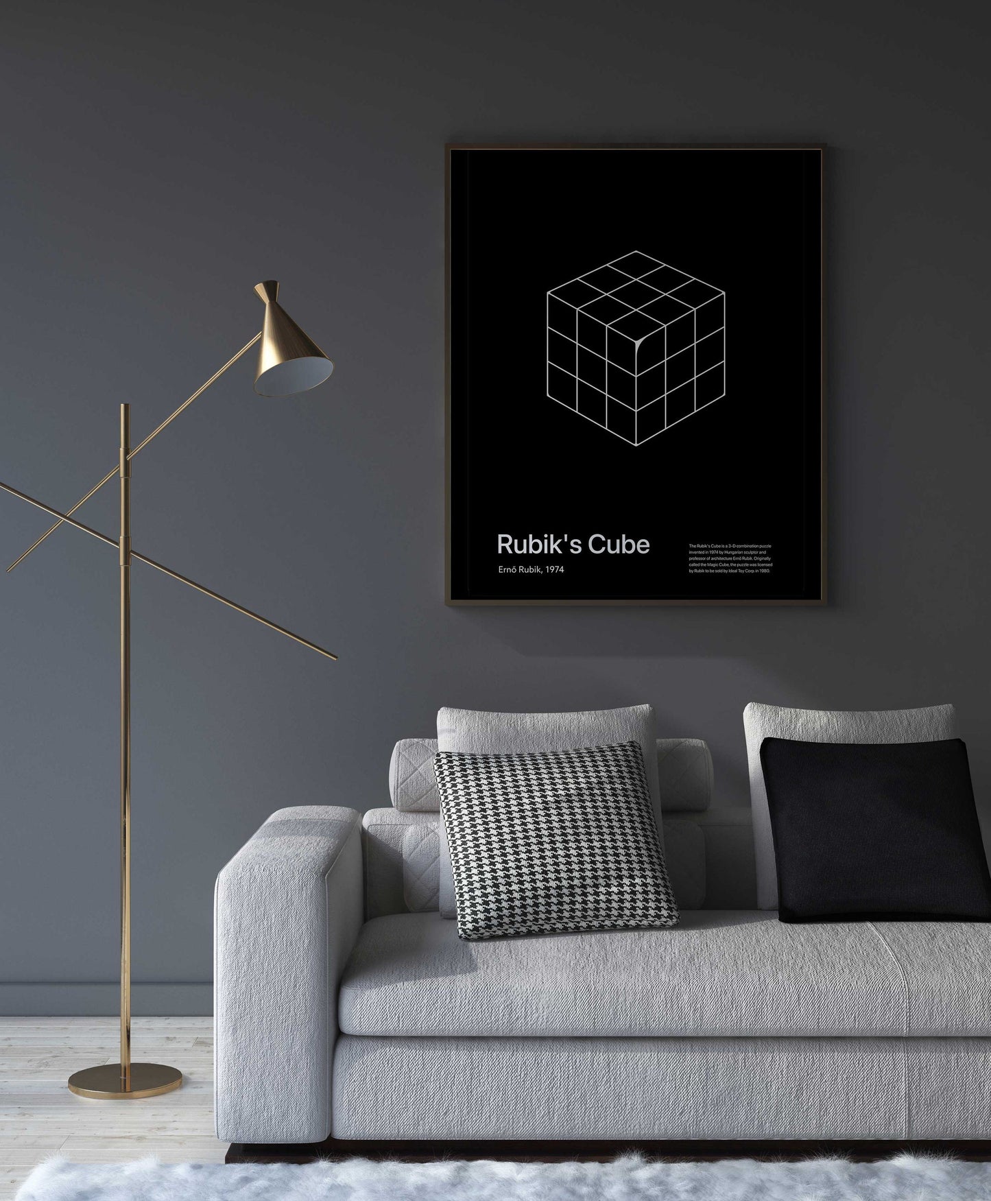 In Retrospect - Rubik's Cube White Poster