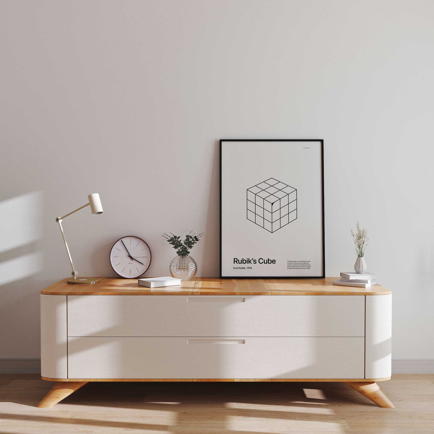 In Retrospect - Rubik's Cube White Poster