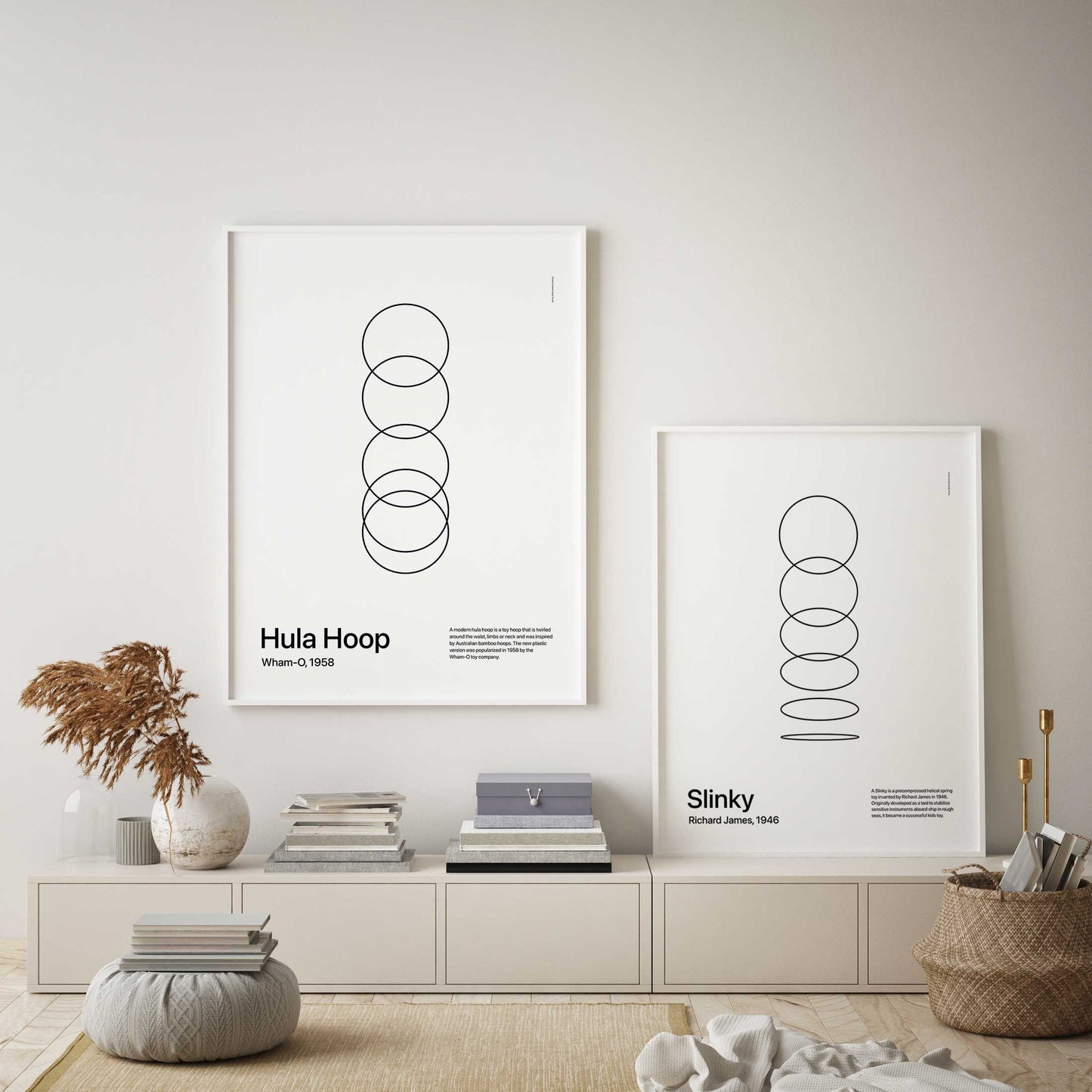 In Retrospect - Abstract Slinky White & Black - Set of 2 Posters