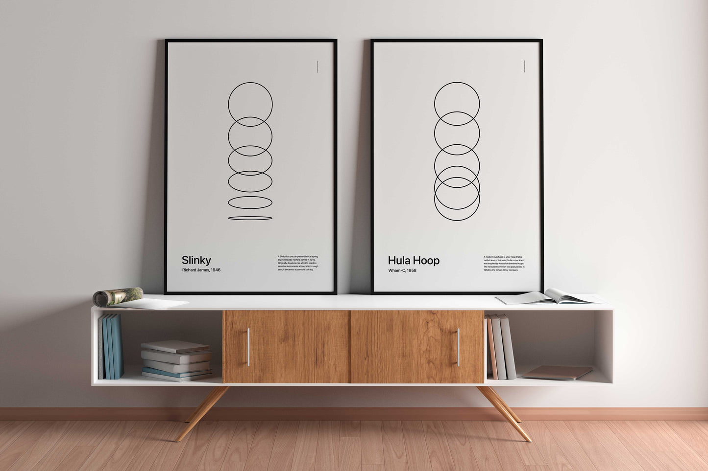 In Retrospect - Abstract Slinky White & Black - Set of 2 Posters