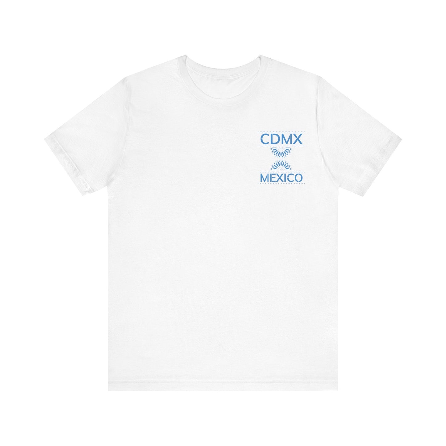 Unisex White Crewneck T-Shirt – Gildan® 64000L – Papel Picado CDMX Mexico Design in Blue Print