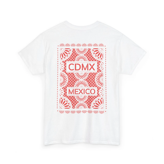 Papel Picado CDMX Mexico White TShirt Blue print