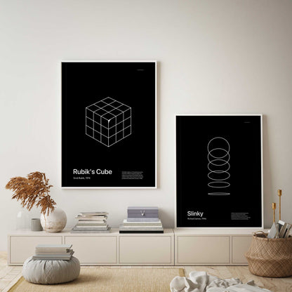 In Retrospect - Rubik's Cube White Poster