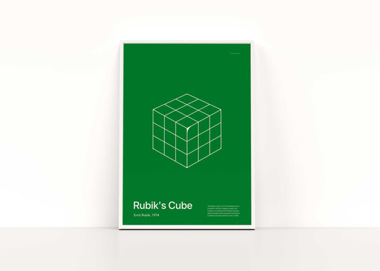 Modern Rubik's Cube game poster, Ernő Rubik, Magic Cube, speed cube, puzzle cube, green, wall art, wall hanging art, modern retro game