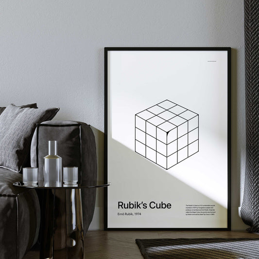 In Retrospect - Rubik's Cube White Poster