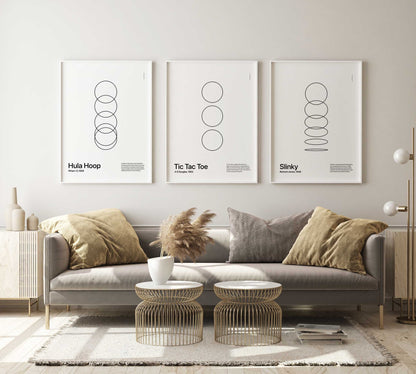 In Retrospect - Abstract Slinky White & Black - Set of 2 Posters