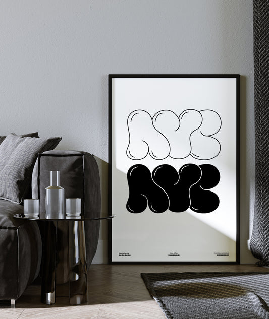 NYC cartoonish inflated lettering Pop Art Poster