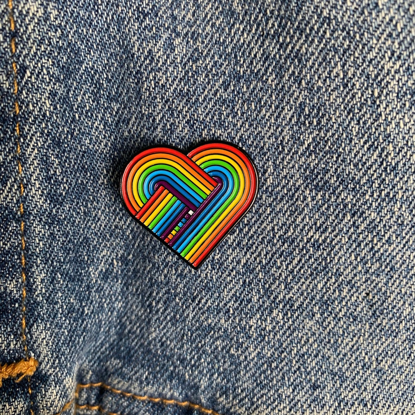 LGBTQ Pride heart keychain and pin set