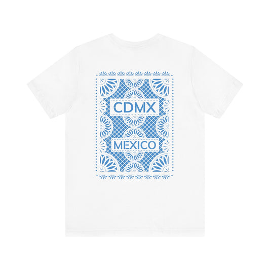 Papel Picado CDMX Mexico White TShirt Blue print