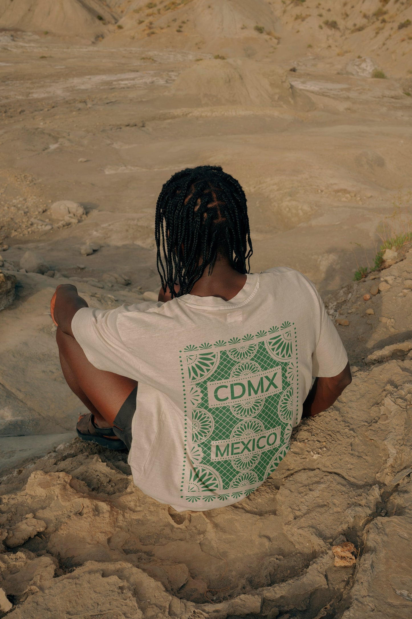 Papel Picado CDMX Mexico White TShirt Green Print