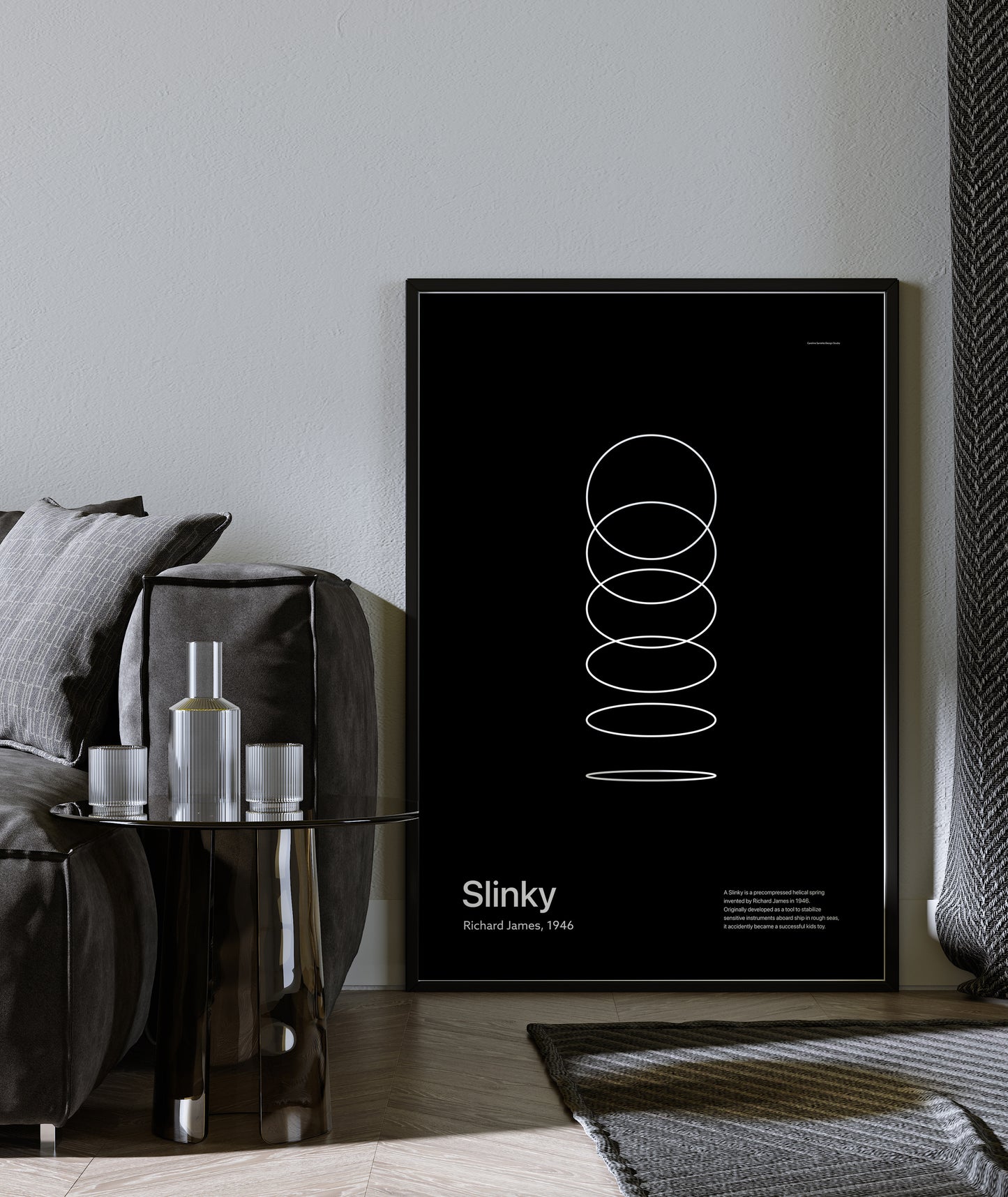 In Retrospect - Abstract Slinky Black Poster